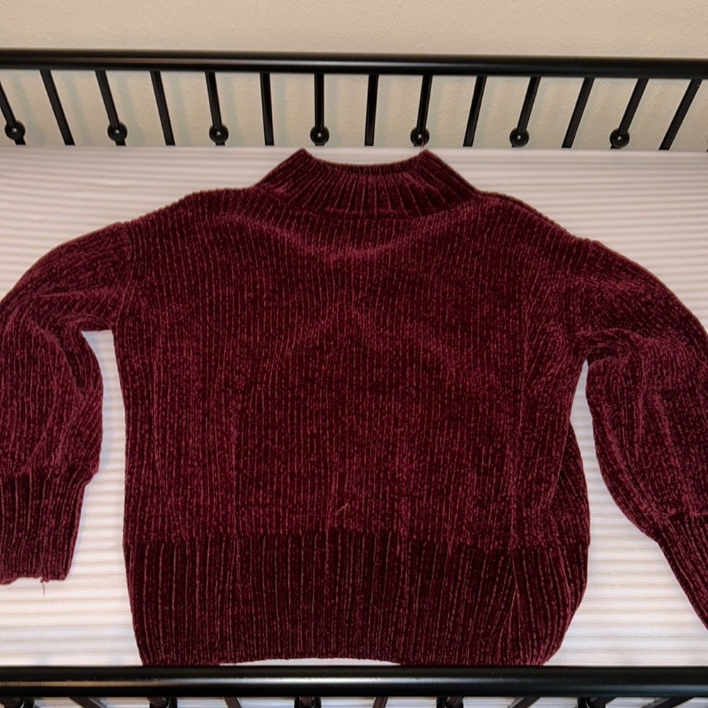 Cyenthia Rowley Burgundy Suede Knit Sweater size: M